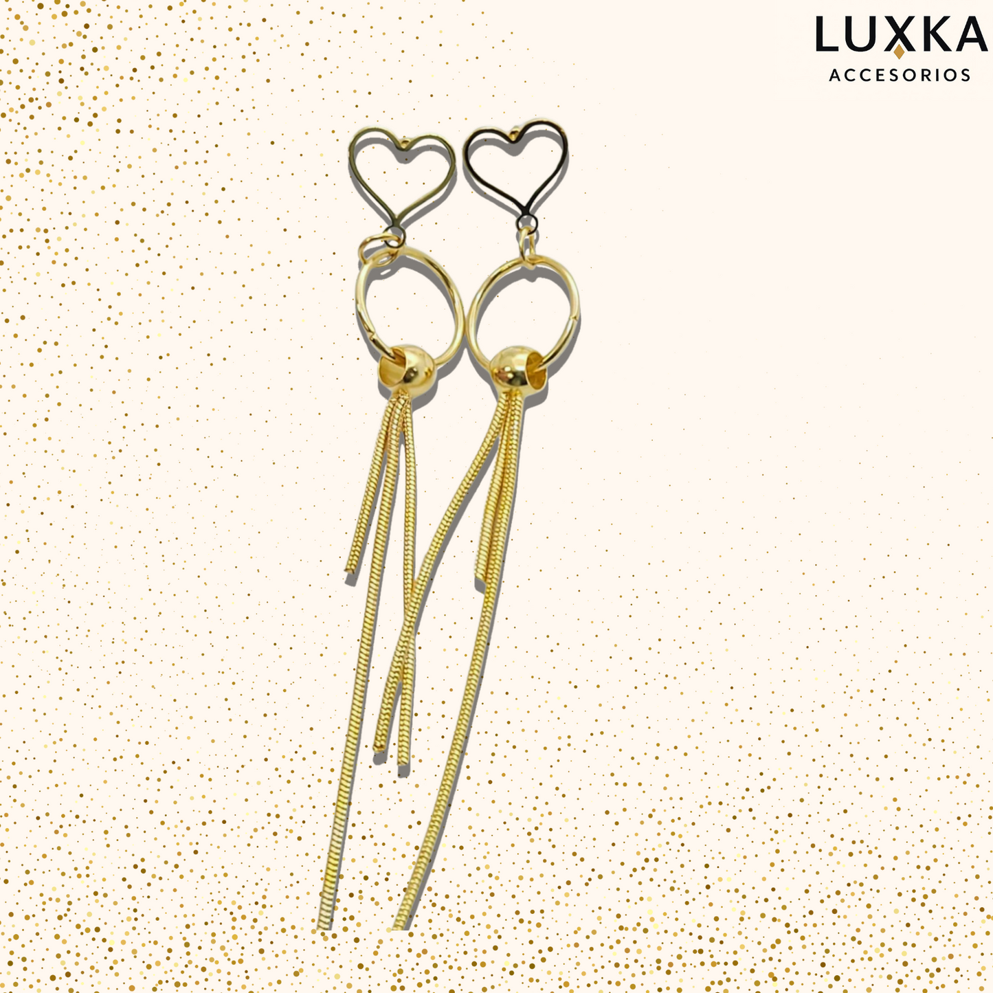 Aretes Flecos de Amor en acero inoxidable – Largos 9 cm