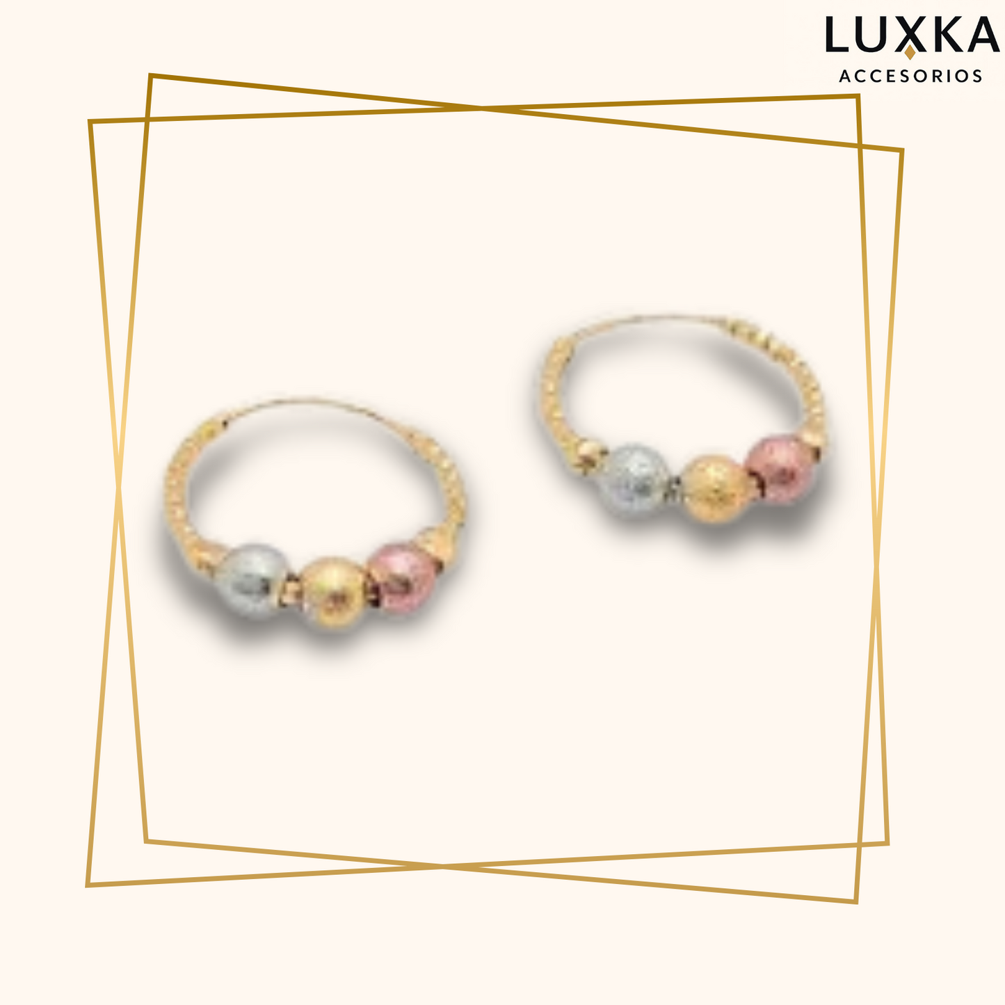 Aretes metálicos Amel en acero inoxidable – Aros tricolor 2 cm