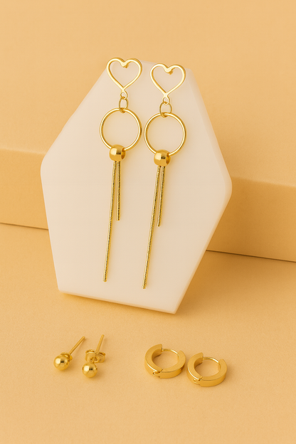 Aretes Flecos de Amor en acero inoxidable – Largos 9 cm