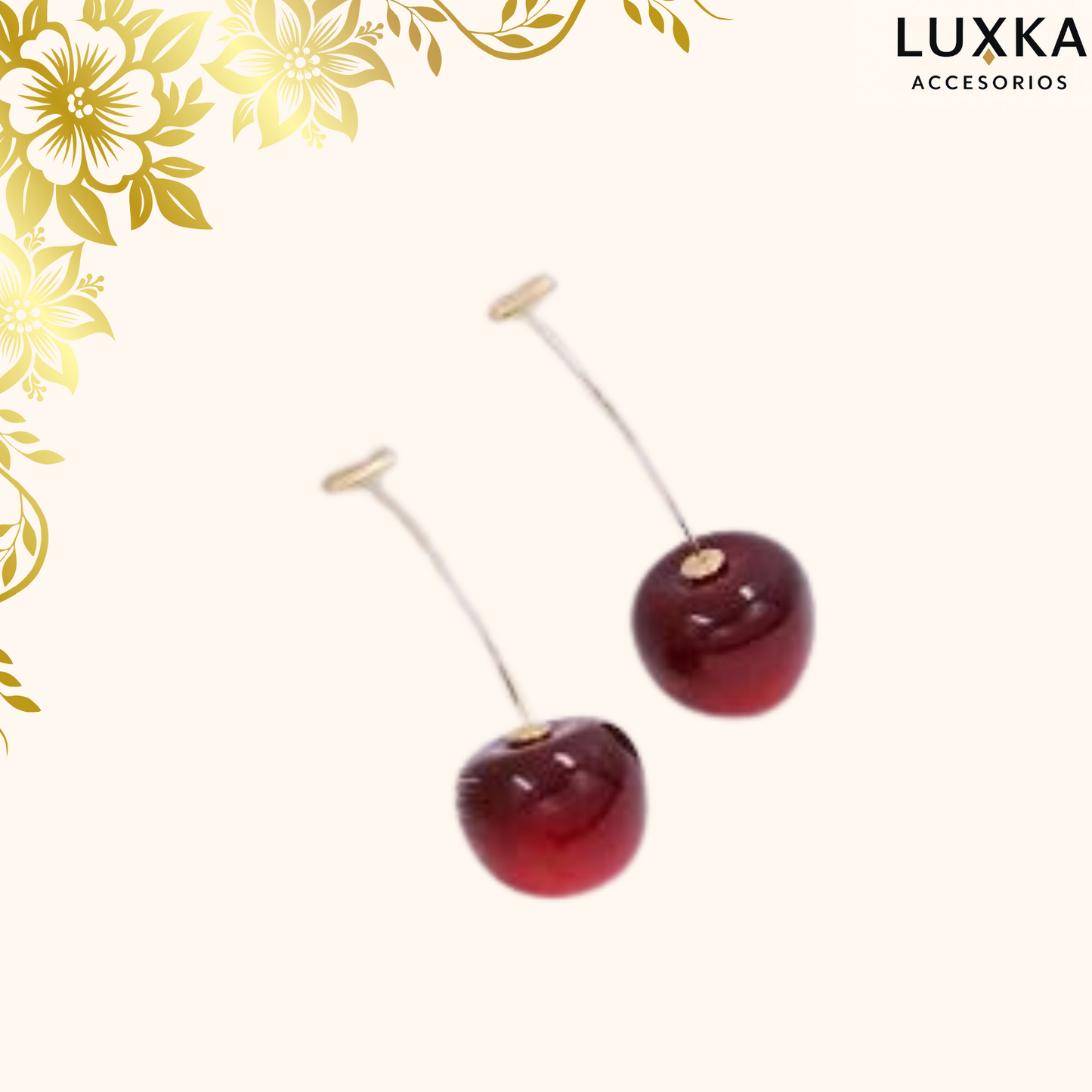 Aretes metálicos Cherry en acero inoxidable – Largos 5 cm
