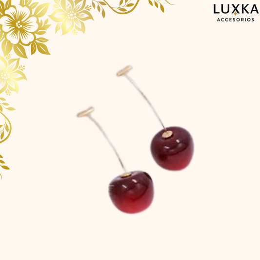 Aretes metálicos Cherry en acero inoxidable – Largos 5 cm