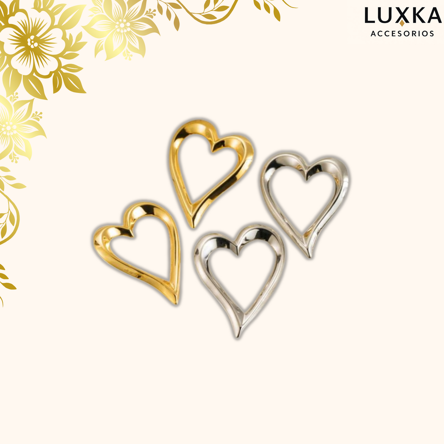 Aretes metálicos Gaia en acero inoxidable – Diseño de corazón 4x3 cm