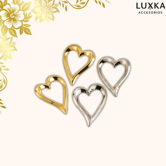 Aretes metálicos Gaia en acero inoxidable – Diseño de corazón 4x3 cm
