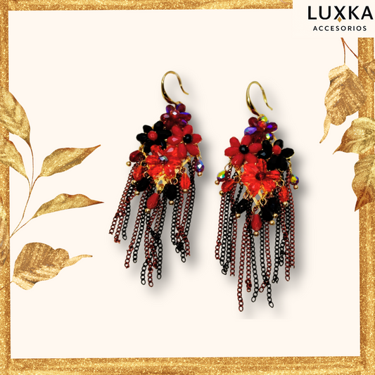 Aretes metálicos Brisa multicolor en acero inoxidable – Largos 7 cm